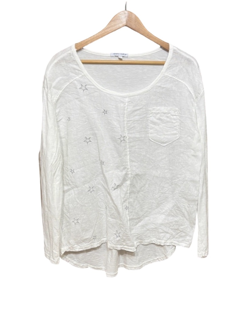 Tempo Paris White Asymmetrical Long Sleeve Blouse